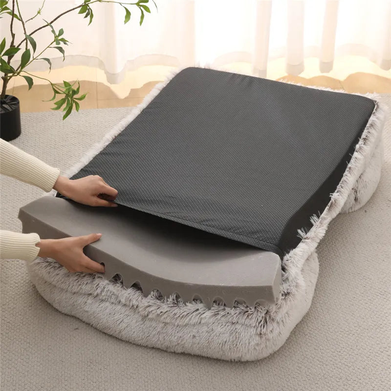 Orthopedic Support Fluffy Plush Dog Bed